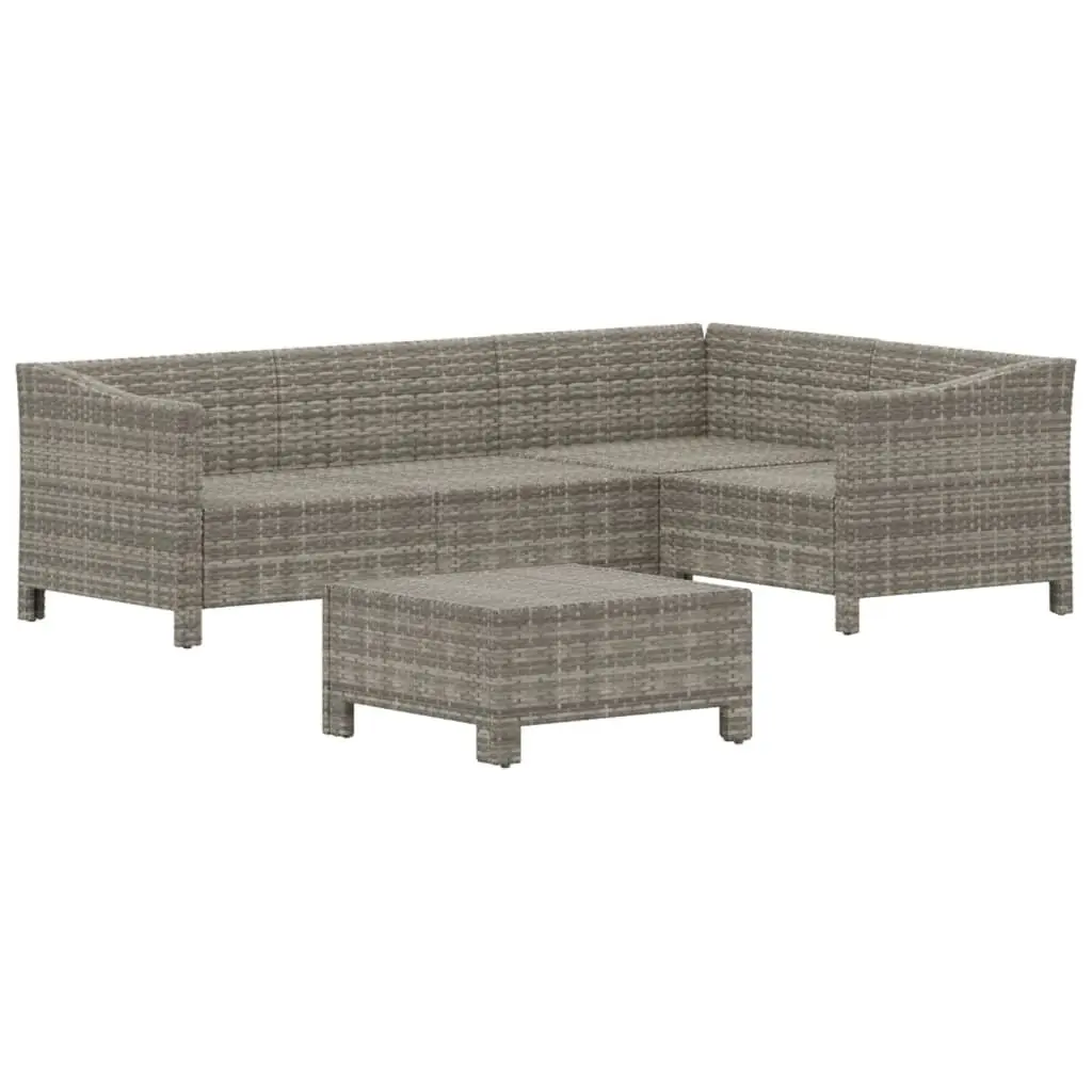 Garden Lounge Set 5 Piece Outdoor Furniture Grey Rattan Cushions Sectional
