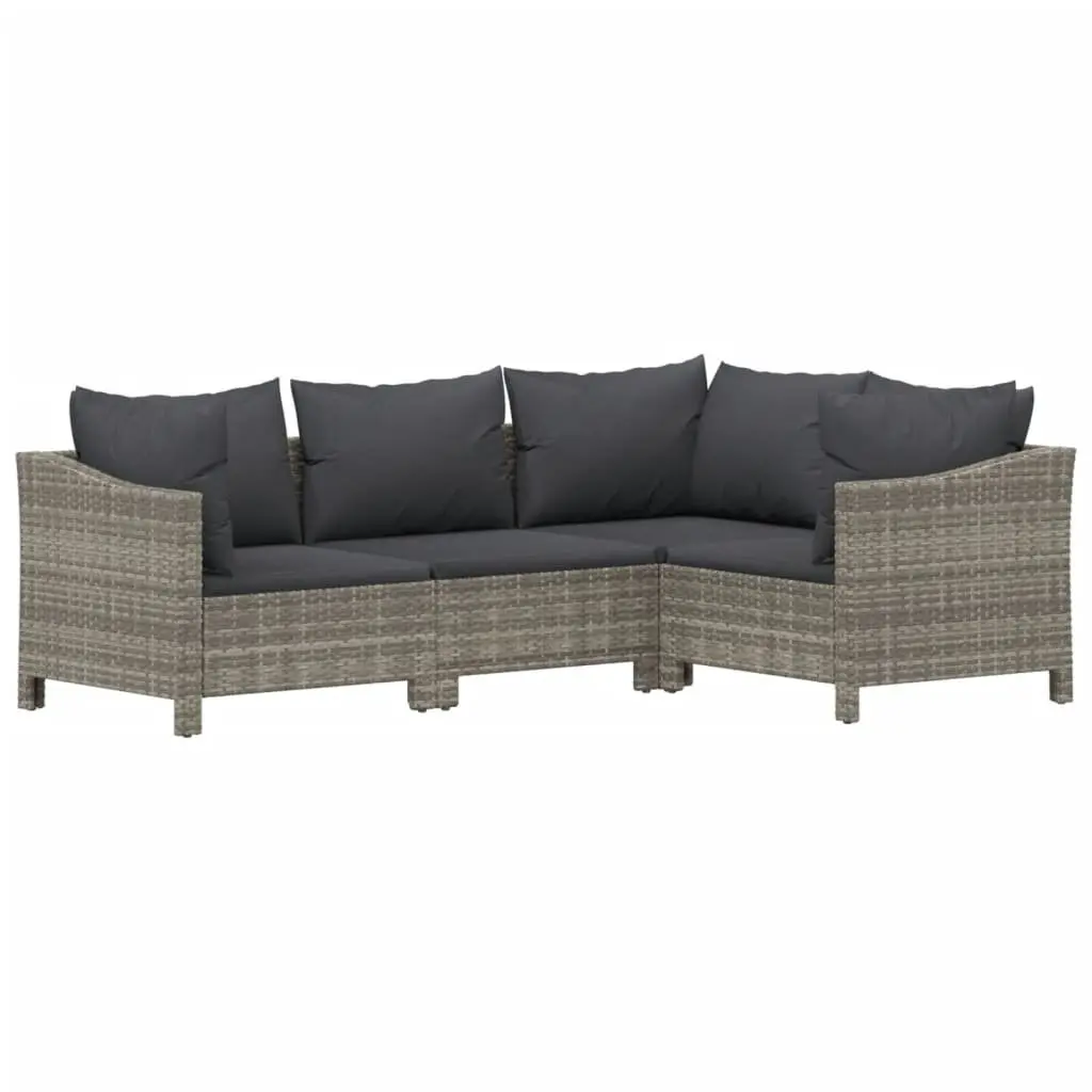 Garden Lounge Set 5 Piece Outdoor Furniture Grey Rattan Cushions Sectional