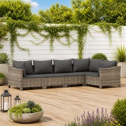 Concise 5-Piece Grey Lounge Set for Outdoor Relaxation