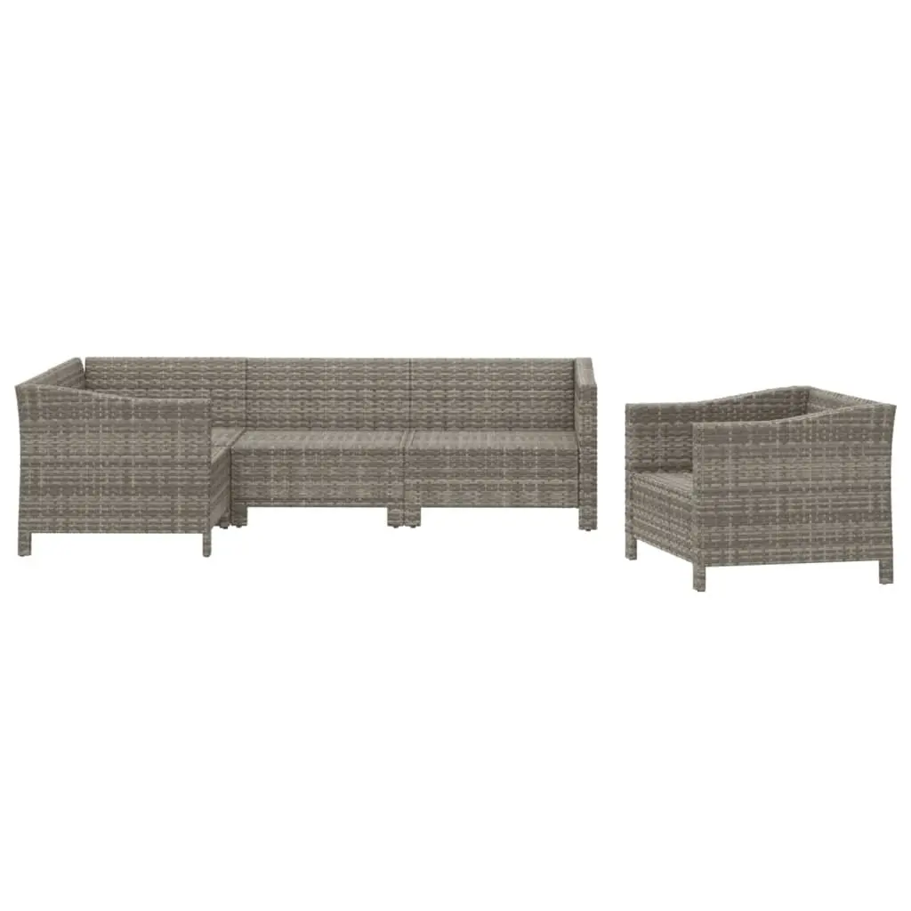 Garden Lounge Set 5 Piece Outdoor Furniture Grey Poly Rattan Patio Seating