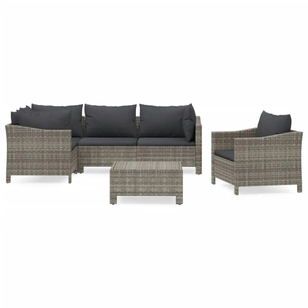 Garden Lounge Set 6 Piece Outdoor Furniture Patio Sofa Chair Table Grey