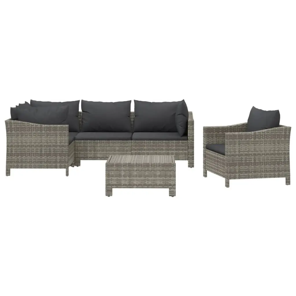 Garden Lounge Set 6 Piece Outdoor Furniture Patio Sofa Chair Table Grey