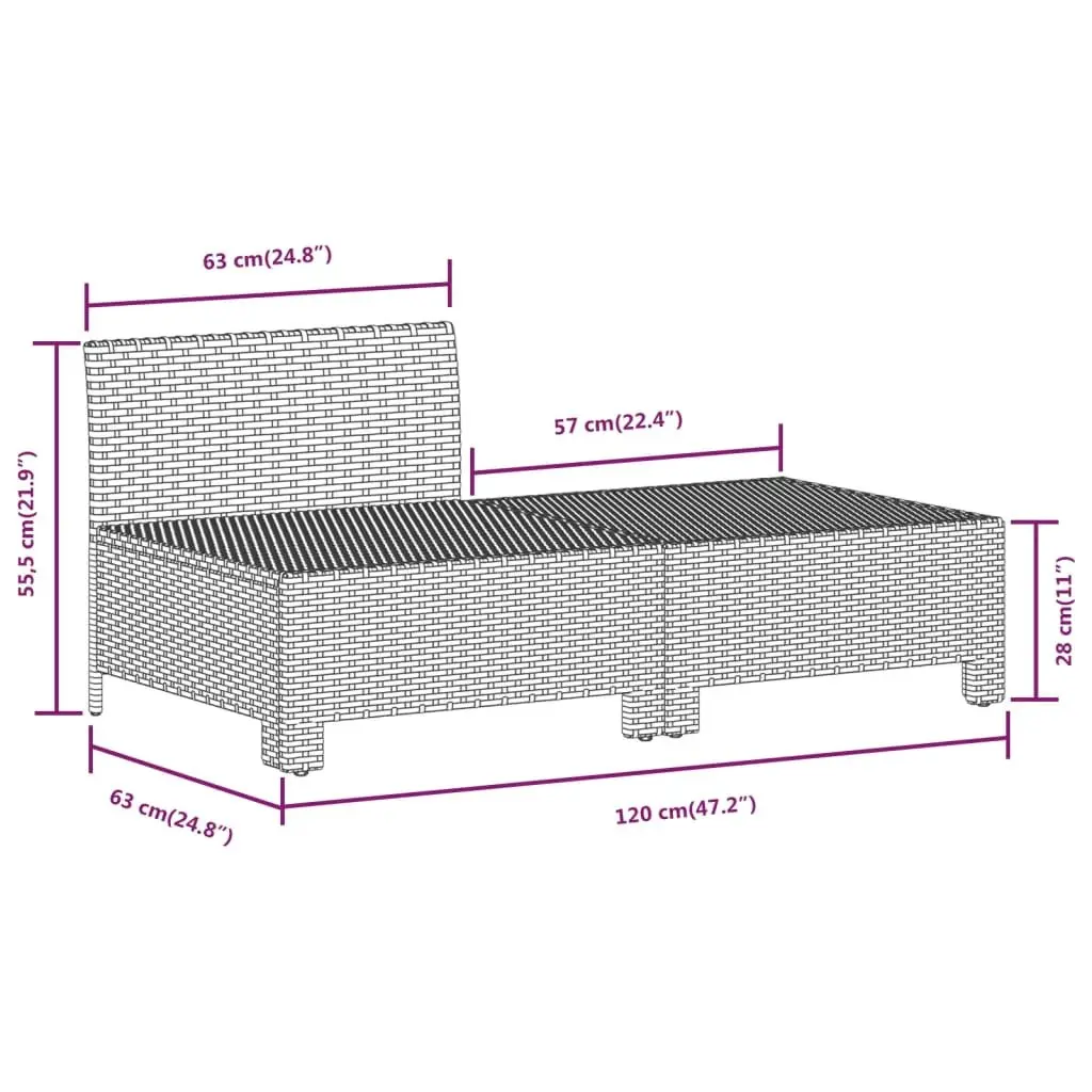 Garden Lounge Set Grey 7 Piece Modular Outdoor Furniture Rattan Sectional Sofa with Cushions