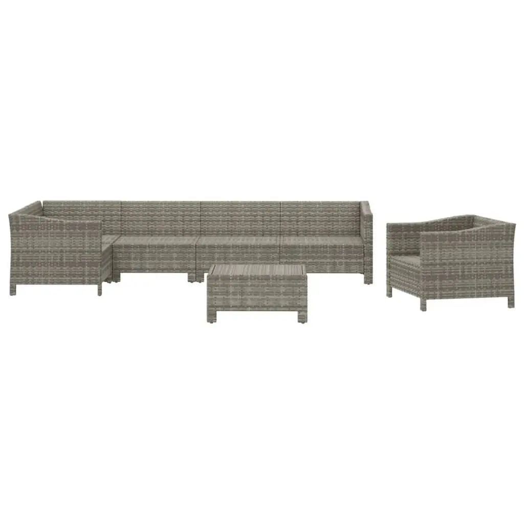 Garden Lounge Set Grey 7 Piece Modular Outdoor Furniture Rattan Sectional Sofa with Cushions