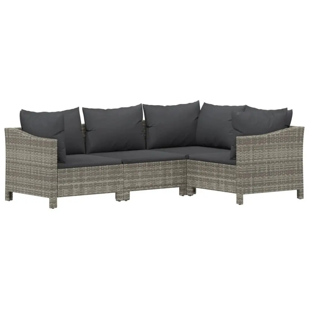 Garden Lounge Set 7 Piece Outdoor Furniture with Cushions Grey Poly Rattan