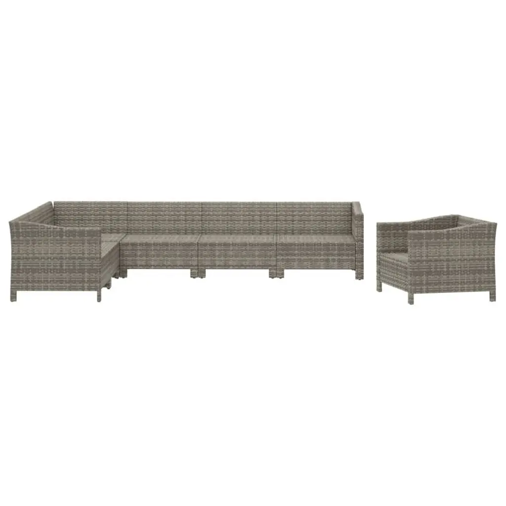 7 Piece Garden Lounge Set Outdoor Furniture Grey Poly Rattan Cushions Patio