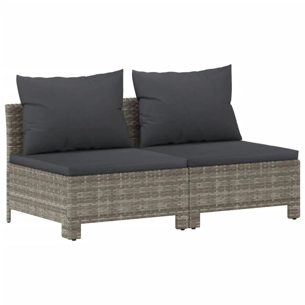 7 Piece Garden Lounge Set Outdoor Furniture Grey Poly Rattan Cushions Patio