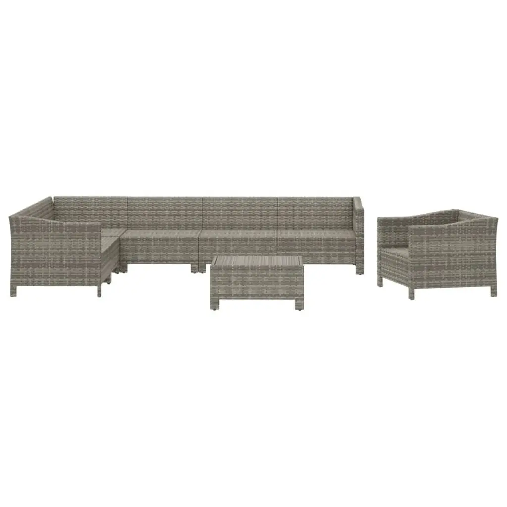 Garden Lounge Set 8 Piece Outdoor Furniture Grey Poly Rattan Sofa with Cushions