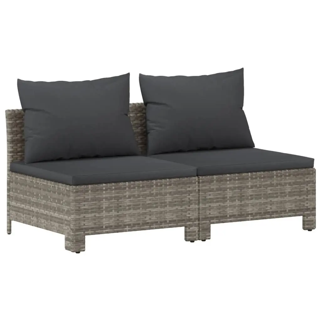 Garden Lounge Set 8 Piece Outdoor Furniture Grey Poly Rattan Sofa with Cushions