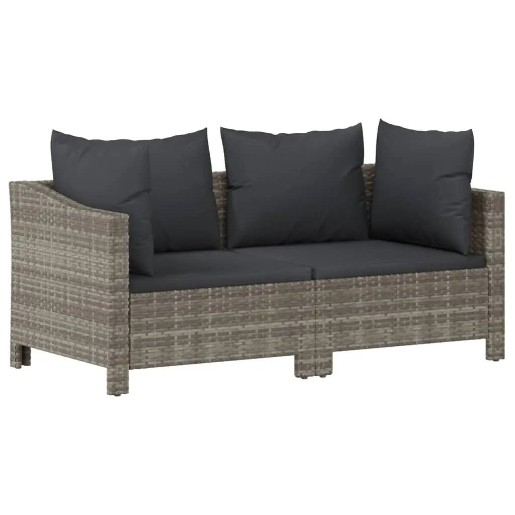 7 Piece Garden Lounge Set Outdoor Furniture Grey Poly Rattan Cushioned Patio