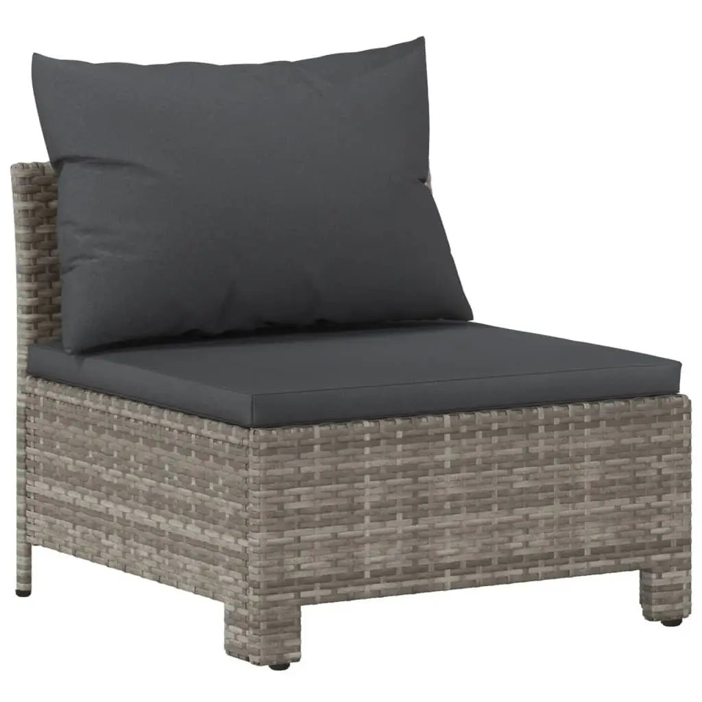 7 Piece Garden Lounge Set Outdoor Furniture Grey Poly Rattan Cushioned Patio