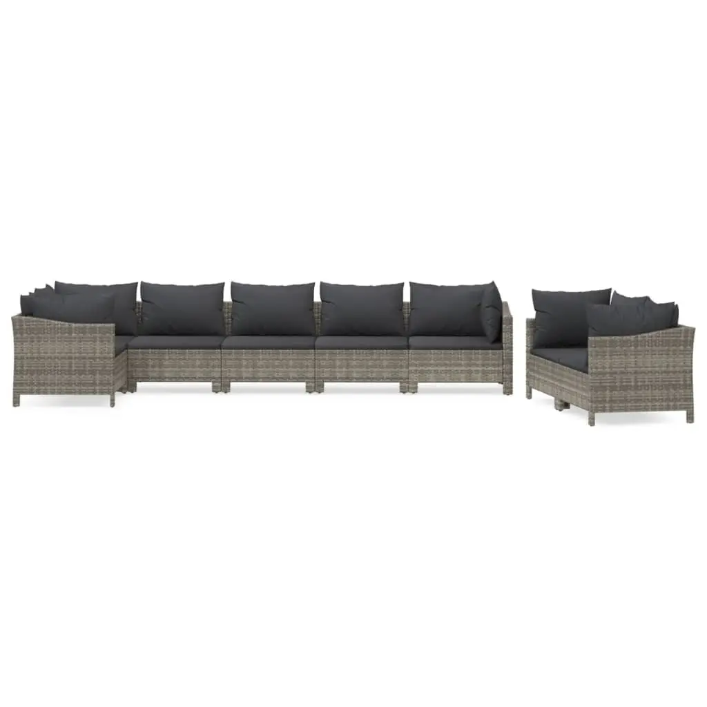 Garden Lounge Set Grey 8 Piece Modular Outdoor Furniture Poly Rattan Weather Resistant