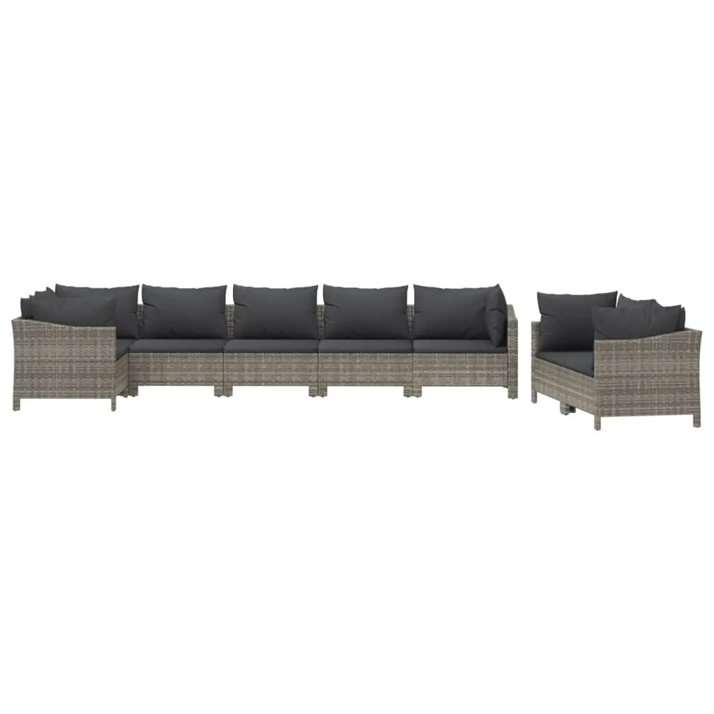 Garden Lounge Set Grey 8 Piece Modular Outdoor Furniture Poly Rattan Weather Resistant