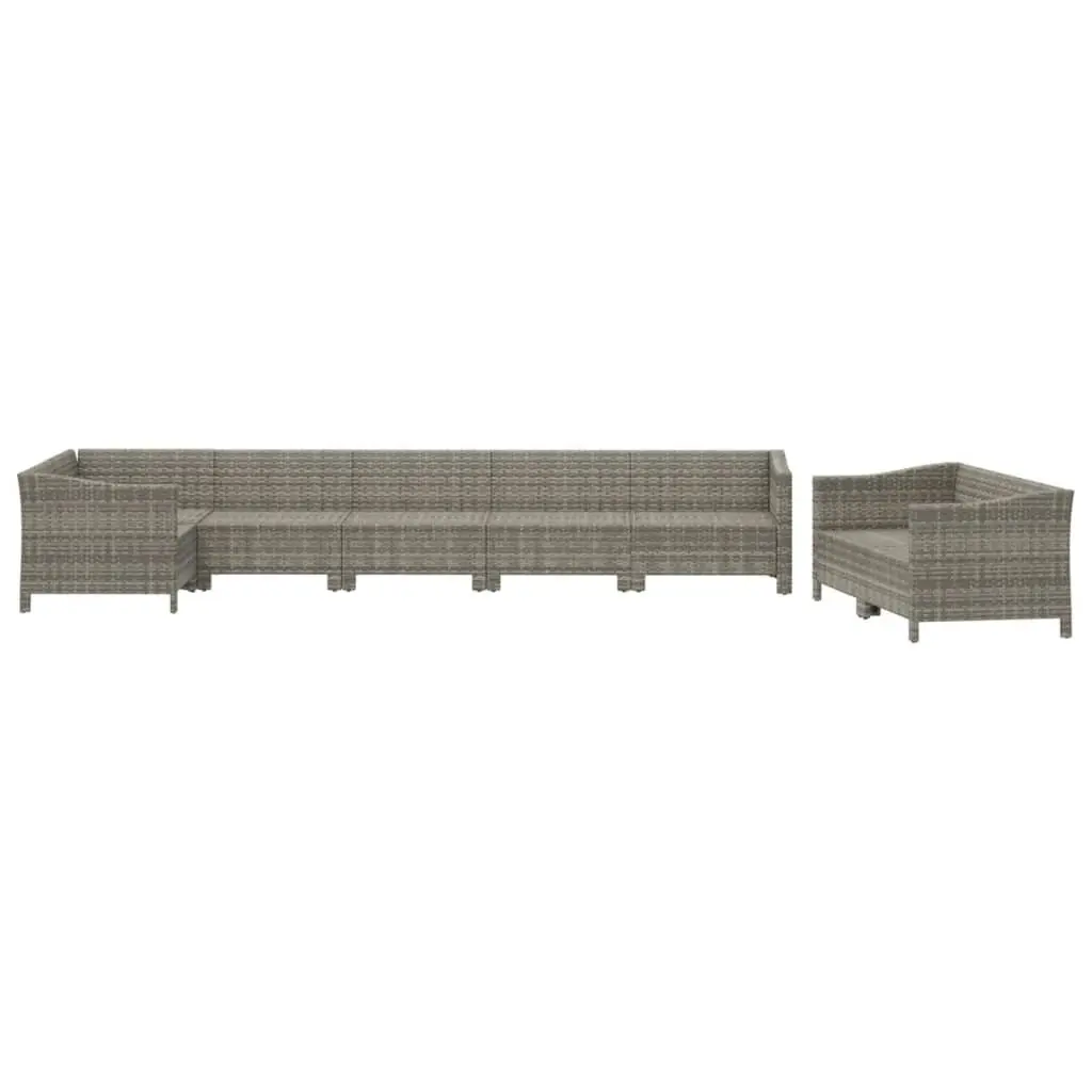 Garden Lounge Set Grey 8 Piece Modular Outdoor Furniture Poly Rattan Weather Resistant