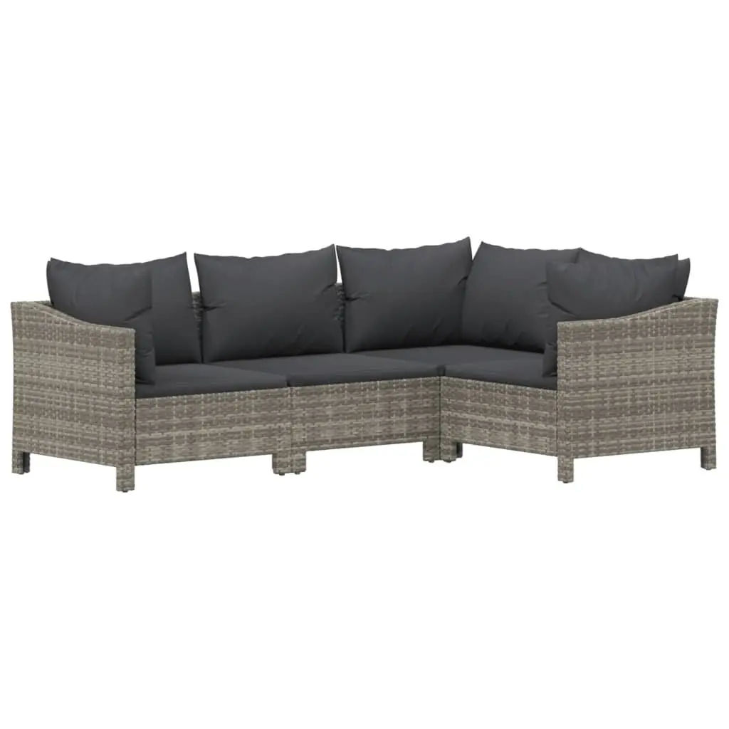 Garden Lounge Set Grey 8 Piece Modular Outdoor Furniture Poly Rattan Weather Resistant