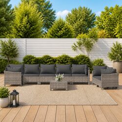 9 Piece Modular Garden Lounge Set with Cushions