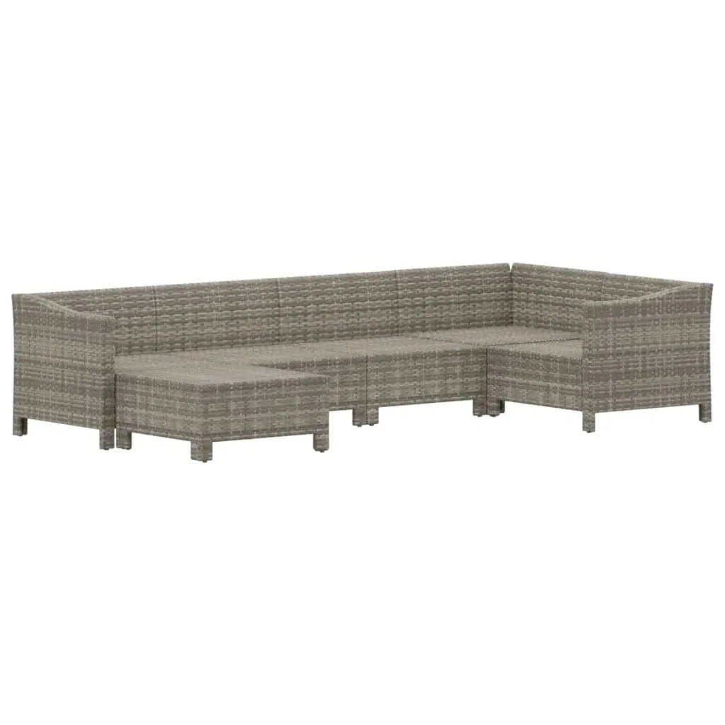 Garden Lounge Set Grey 6 Piece Outdoor Furniture Poly Rattan with Cushions