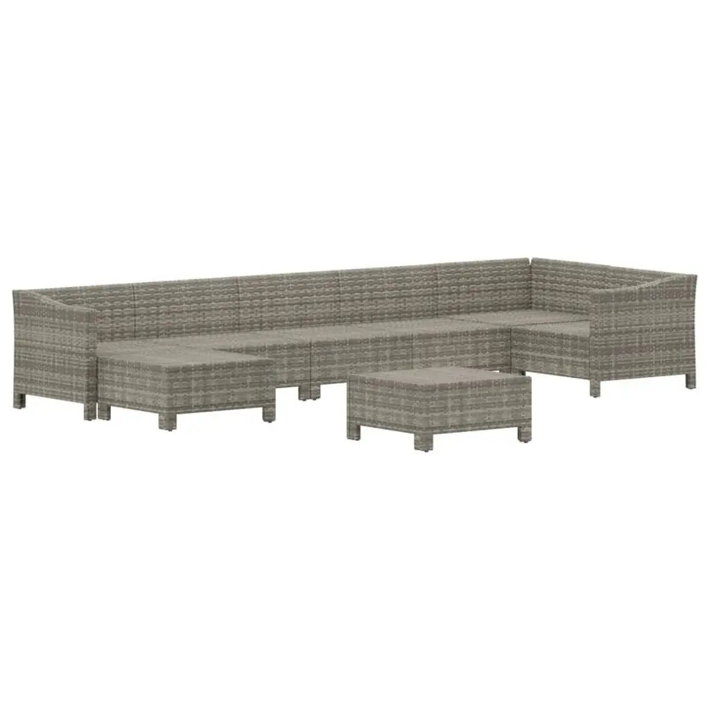 Garden Lounge Set 8 Piece Outdoor Furniture Grey Poly Rattan with Cushions