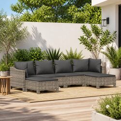 Garden Lounge Set 6 Piece Outdoor Furniture Patio Sofa Sectional with Cushions