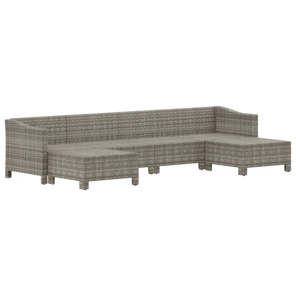 Garden Lounge Set Grey 6 Piece Modular Outdoor Furniture Patio Sofa Sectional with Cushions