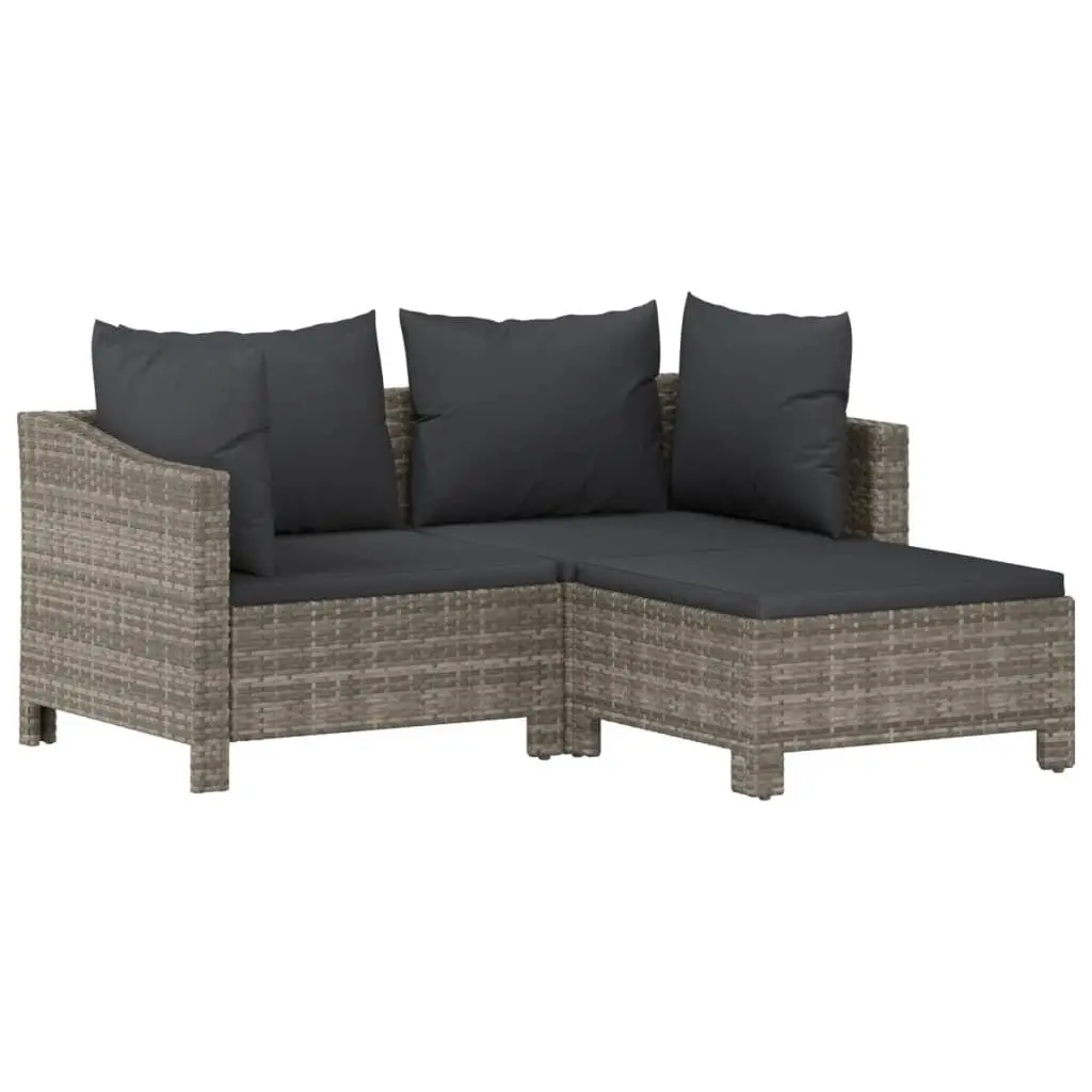 Garden Lounge Set Grey 6 Piece Modular Outdoor Furniture Patio Sofa Sectional with Cushions