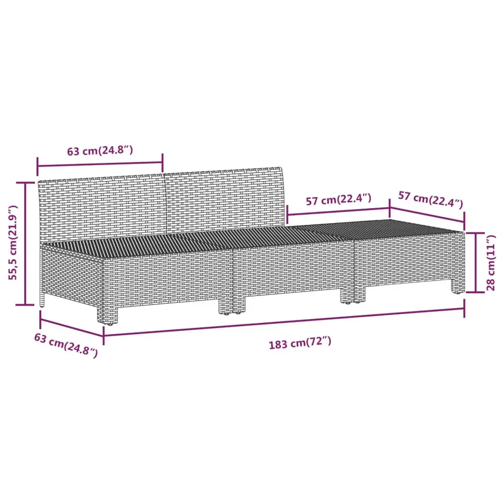Garden Lounge Set Grey 6 Piece Modular Outdoor Furniture Patio Sofa Sectional with Cushions