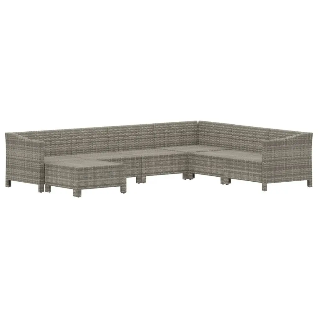 7 Piece Garden Lounge Set Outdoor Furniture with Cushions Grey Poly Rattan