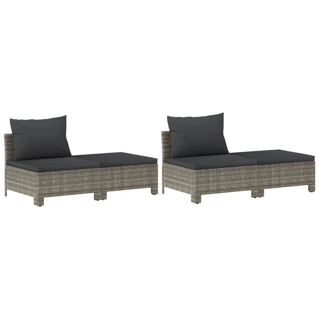 Garden Lounge Set 8 Piece Outdoor Furniture Grey Poly Rattan with Cushions