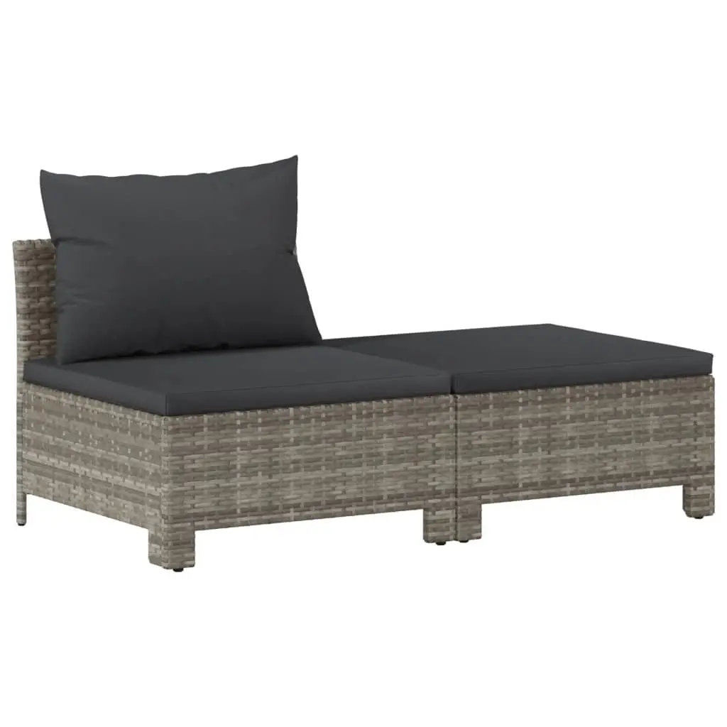 Garden Lounge Set 8 Piece Outdoor Furniture Grey Poly Rattan with Cushions