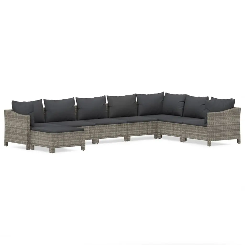 Garden Lounge Set 8 Piece Outdoor Furniture Patio Seating Grey with Cushions