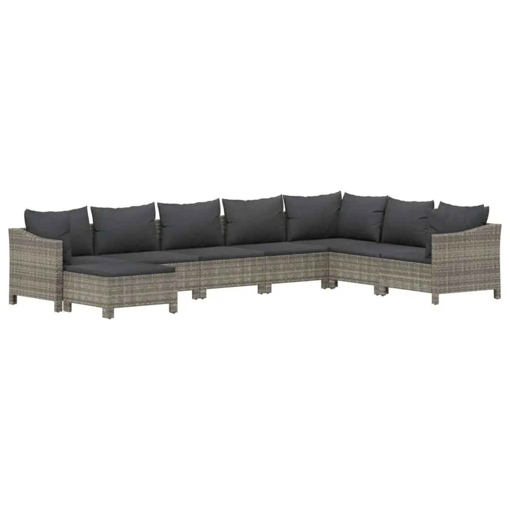 Garden Lounge Set 8 Piece Outdoor Furniture Patio Seating Grey with Cushions