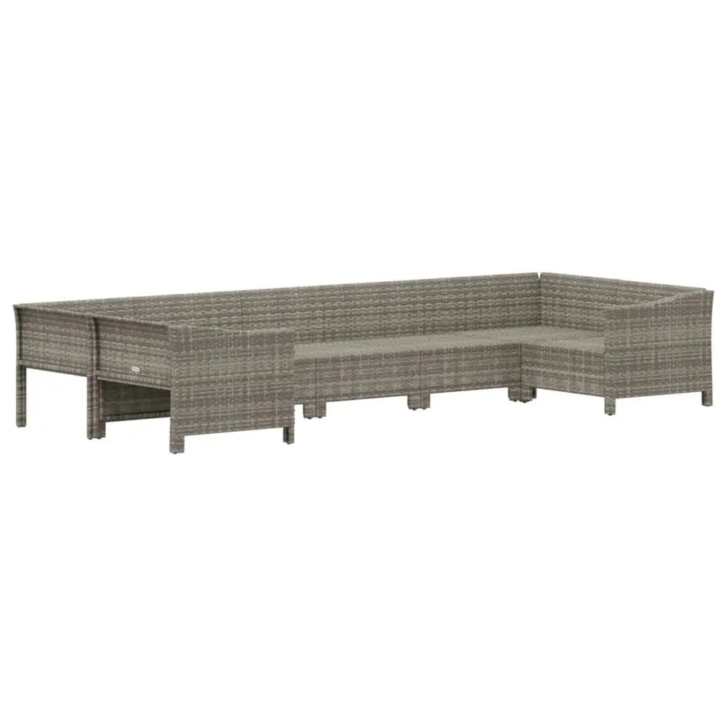 Garden Lounge Set Grey 7 Piece Outdoor Furniture Poly Rattan with Cushions