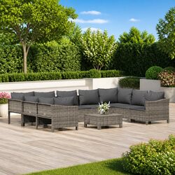 Concise 10-Piece Outdoor Lounge Set with Cushions