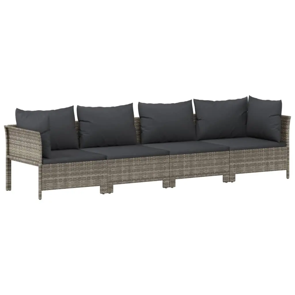 Garden Lounge Set 10 Piece Outdoor Furniture Grey Poly Rattan with Cushions