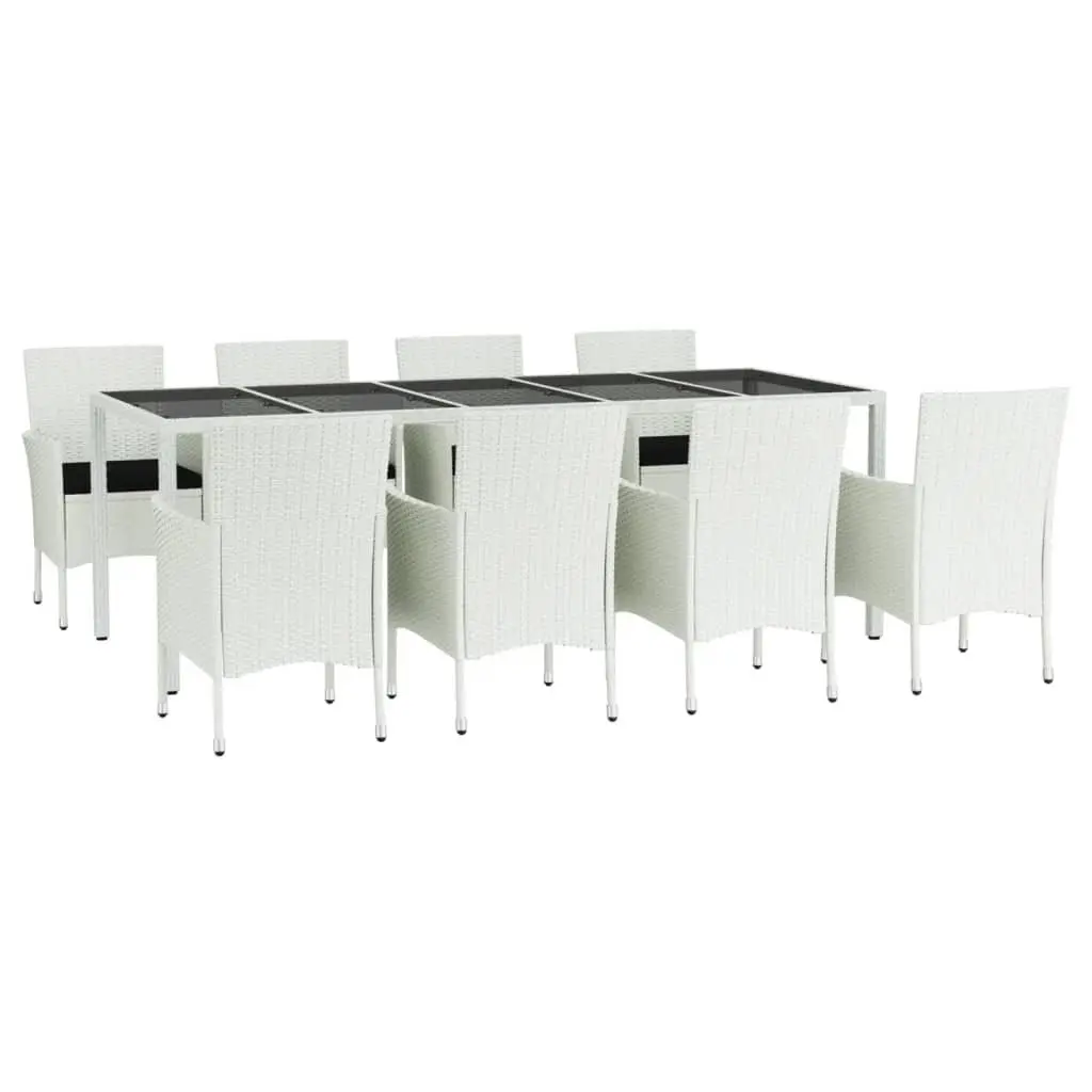 Outdoor Garden Dining Set White 9 Piece Weather-resistant PE Rattan with Cushions
