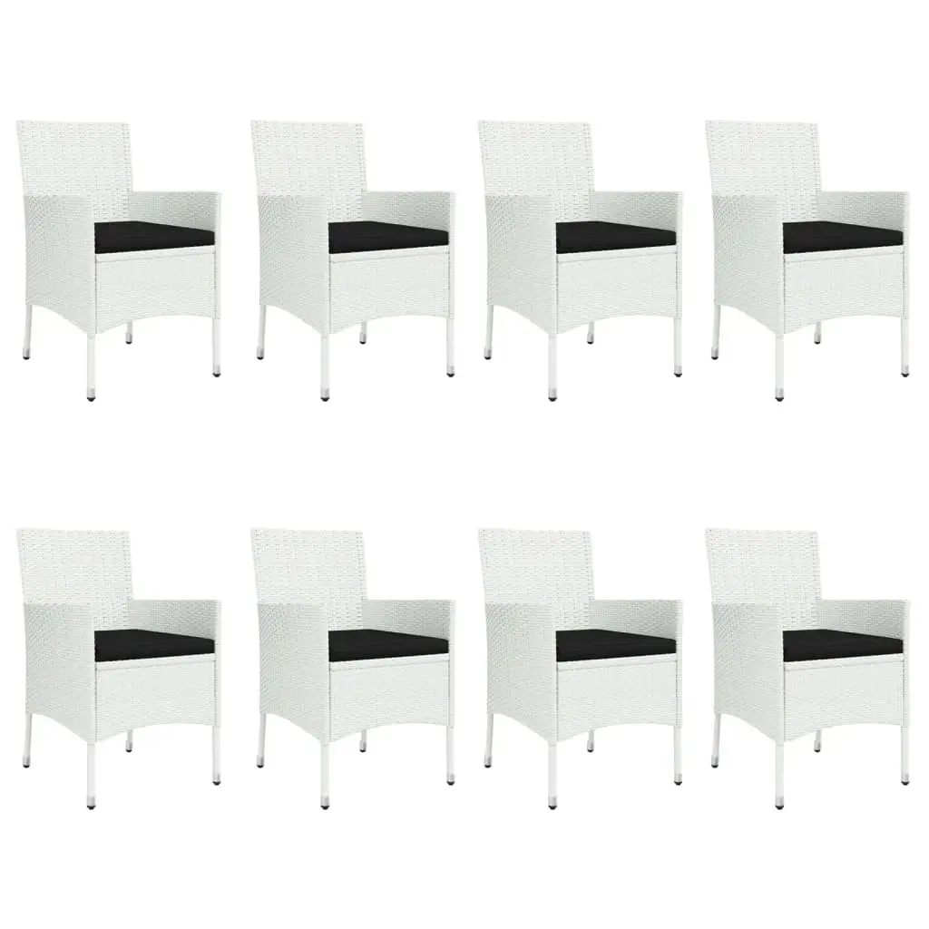 Outdoor Garden Dining Set White 9 Piece Weather-resistant PE Rattan with Cushions