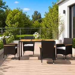 Concise 5 Piece Outdoor Dining Set with Rattan Chairs