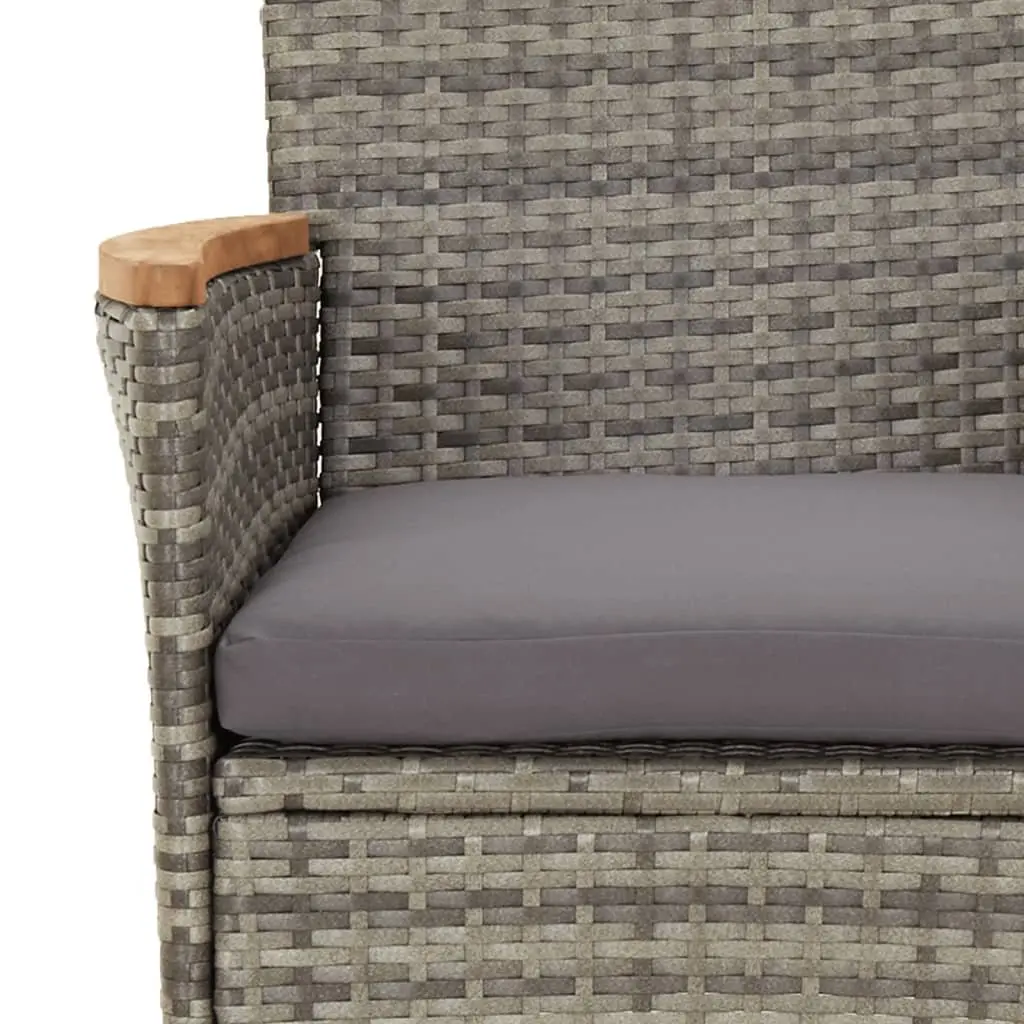 7 Piece Garden Dining Set Grey Poly Rattan Outdoor Table Chairs with Cushions