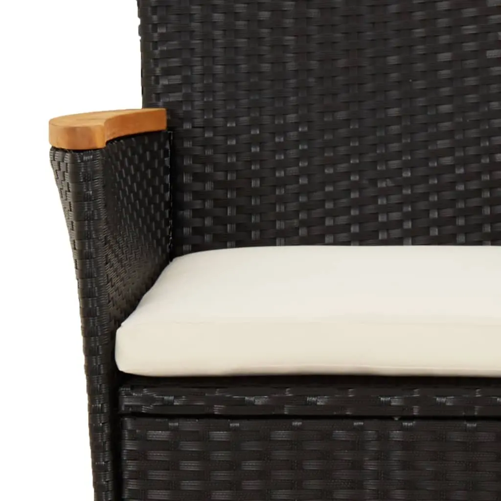Garden Bistro Set Black 3 Piece Outdoor Furniture Poly Rattan with Cushions