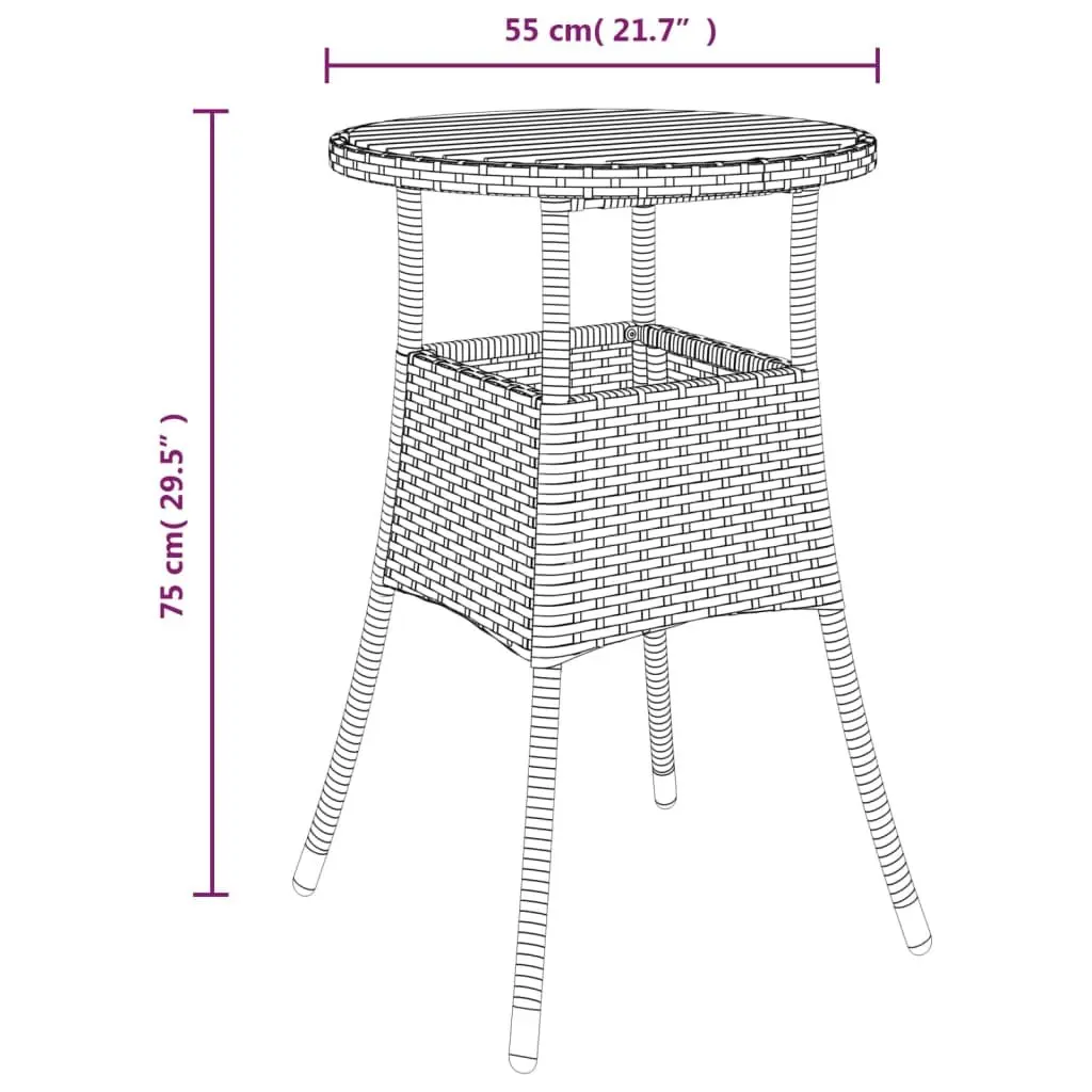 Garden Bistro Set Black 3 Piece Outdoor Furniture Poly Rattan with Cushions