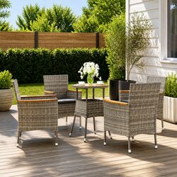 5-Piece Grey Garden Bistro Set for Ultimate Comfort