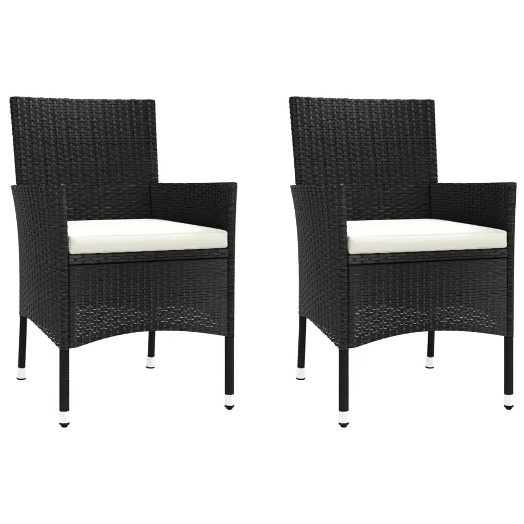 Garden Bistro Set 3 Piece Outdoor Furniture Black PE Rattan Chairs Table with