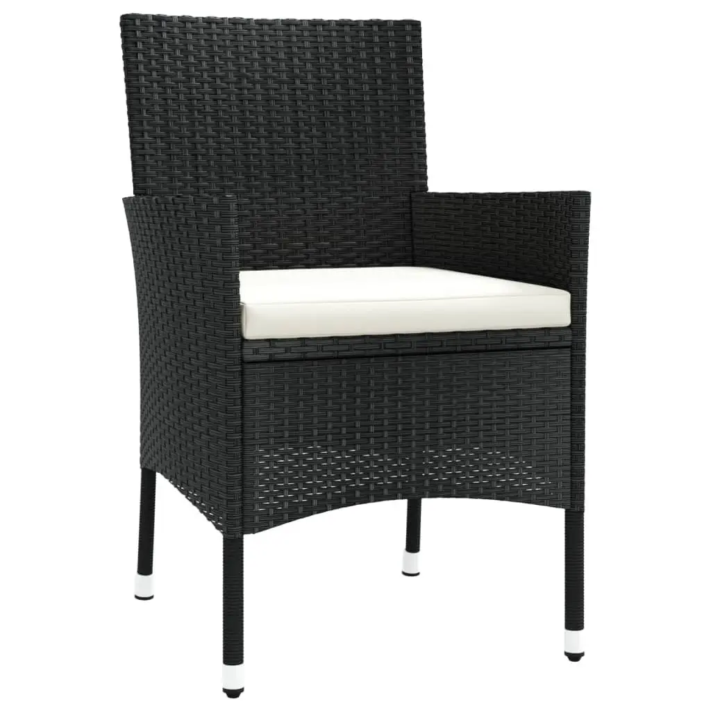 Garden Bistro Set 3 Piece Outdoor Furniture Black PE Rattan Chairs Table with