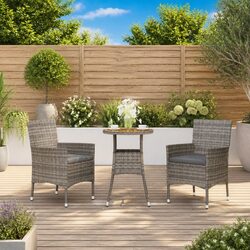 Compact and Reliable Grey Rattan Bistro Set