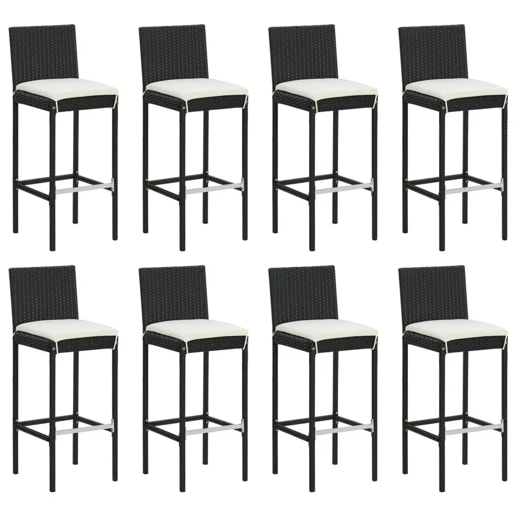 Outdoor Bar Set Black 9 Piece Weather-resistant PE Rattan with Cushions