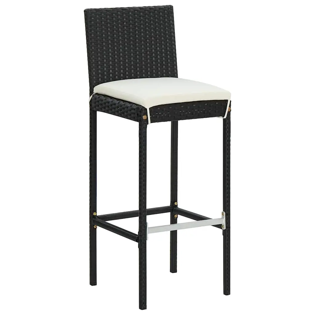 Outdoor Bar Set Black 9 Piece Weather-resistant PE Rattan with Cushions