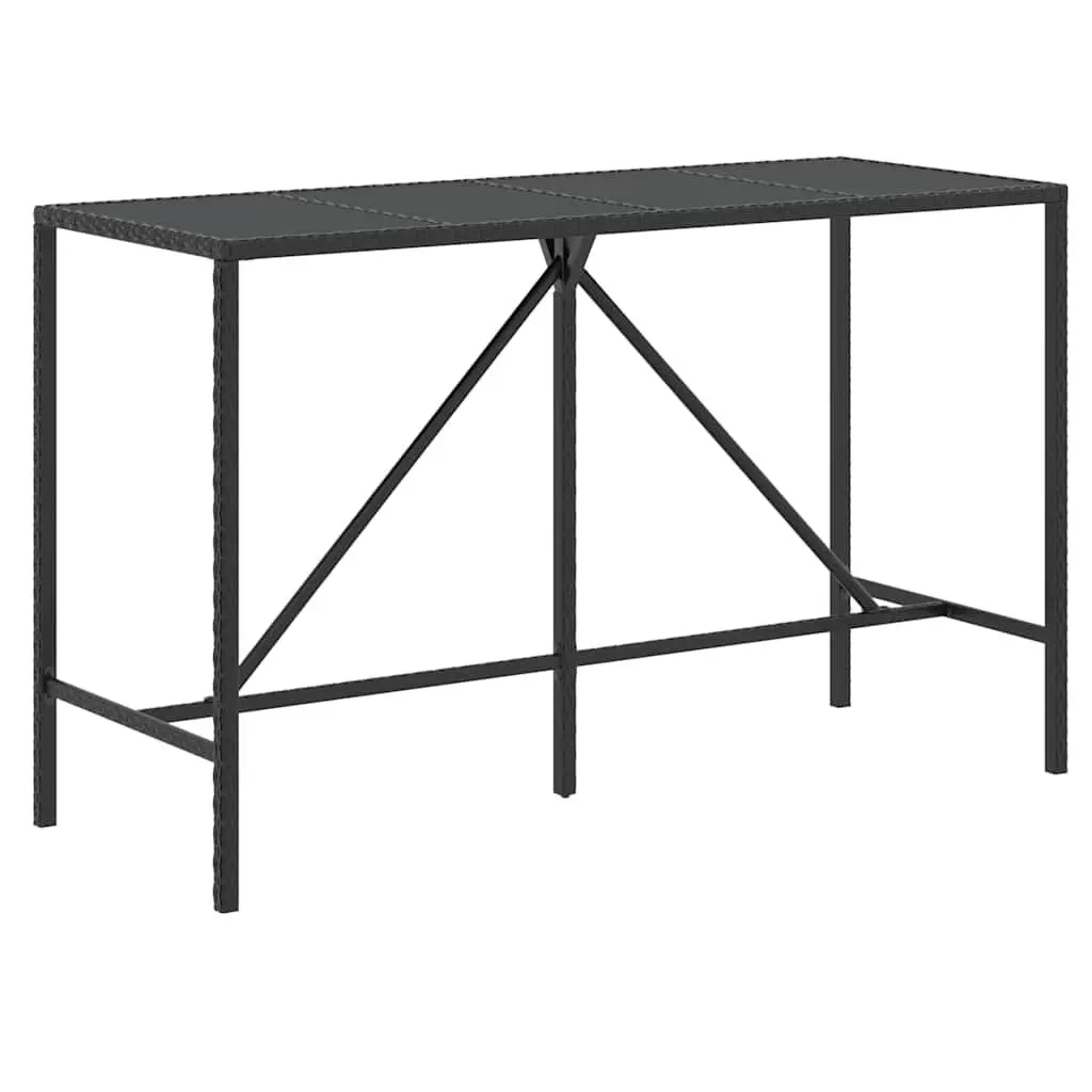 Outdoor Bar Set Black 9 Piece Weather-resistant PE Rattan with Cushions