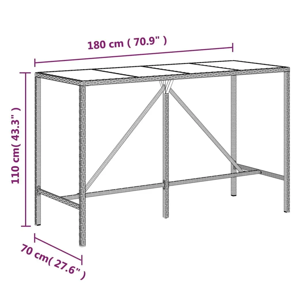 9 Piece Outdoor Bar Set in Grey