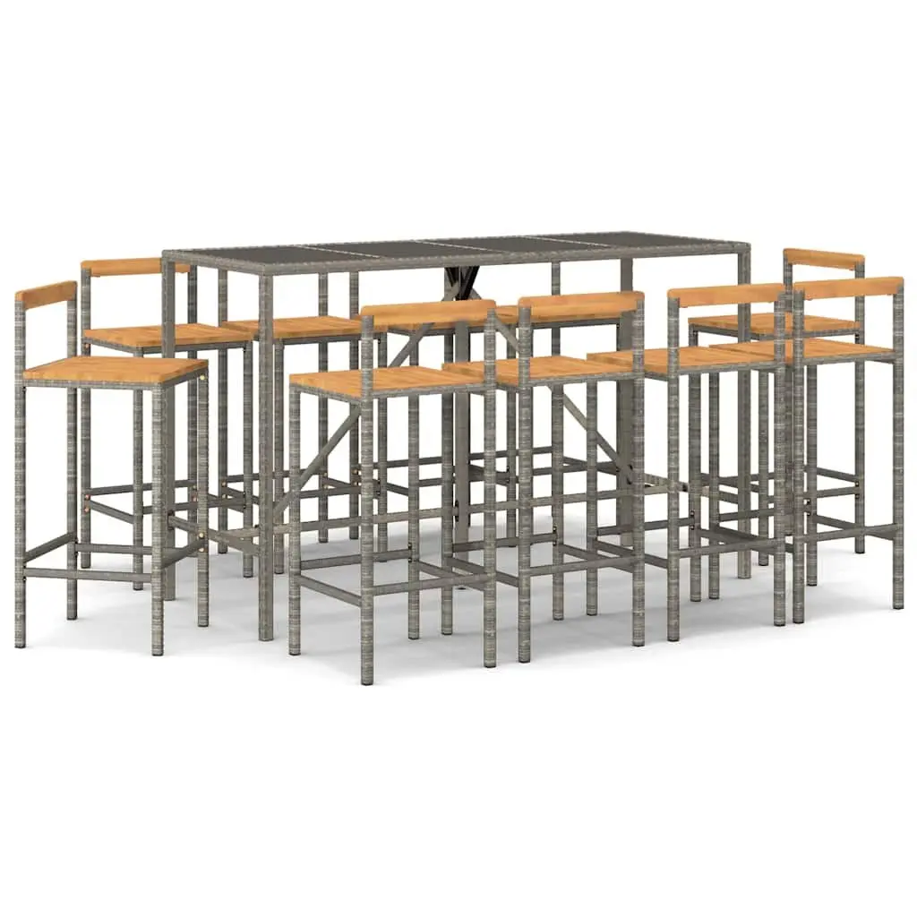 11 Piece Grey Garden Bar Set for Outdoor Use
