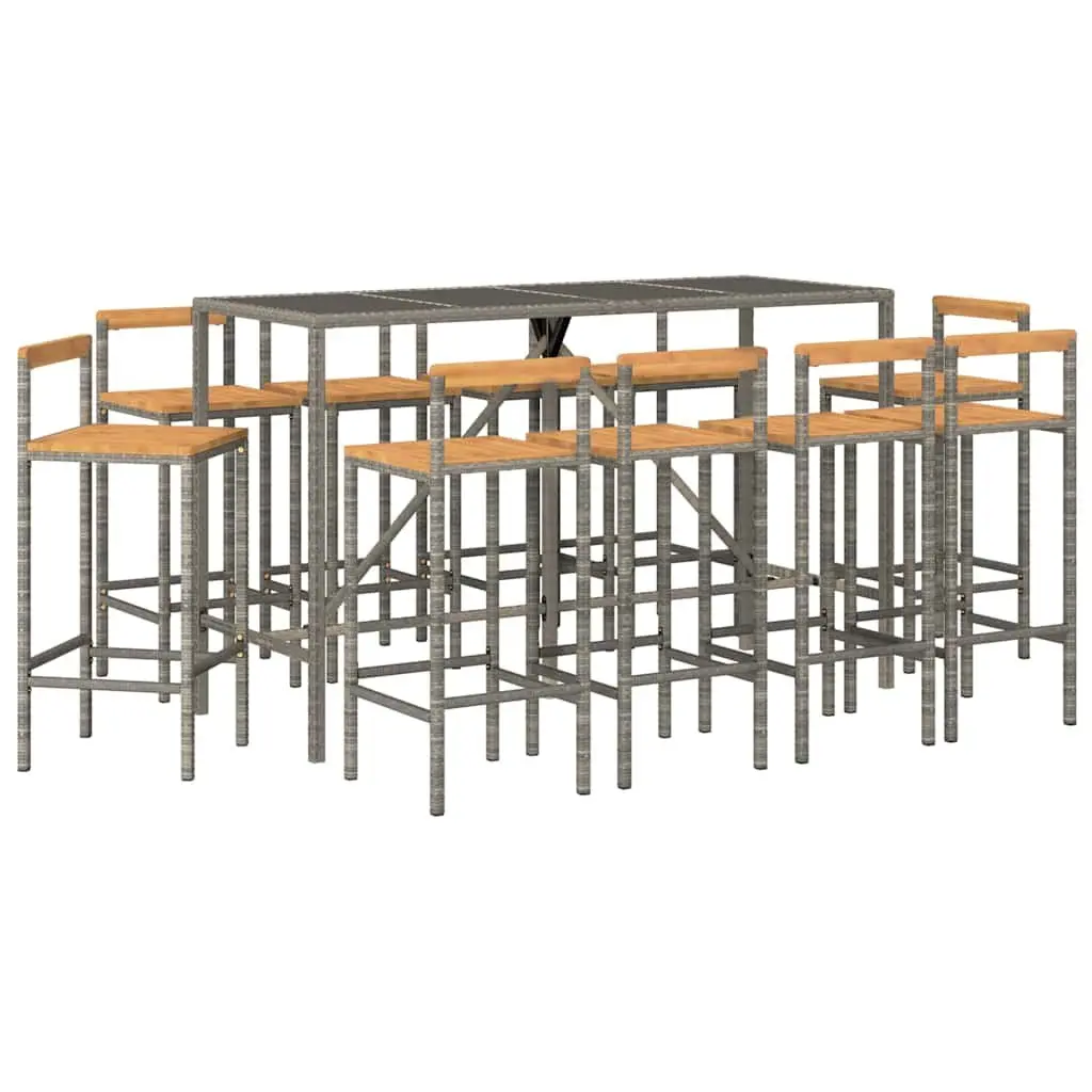 11 Piece Grey Garden Bar Set for Outdoor Use